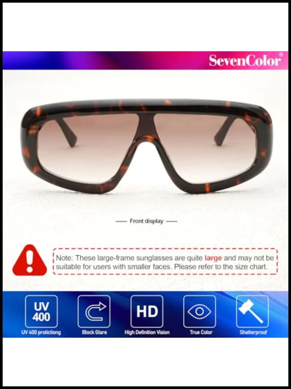 Oversized Shield Sunglasses for Women Men UV400 Retro Trendy